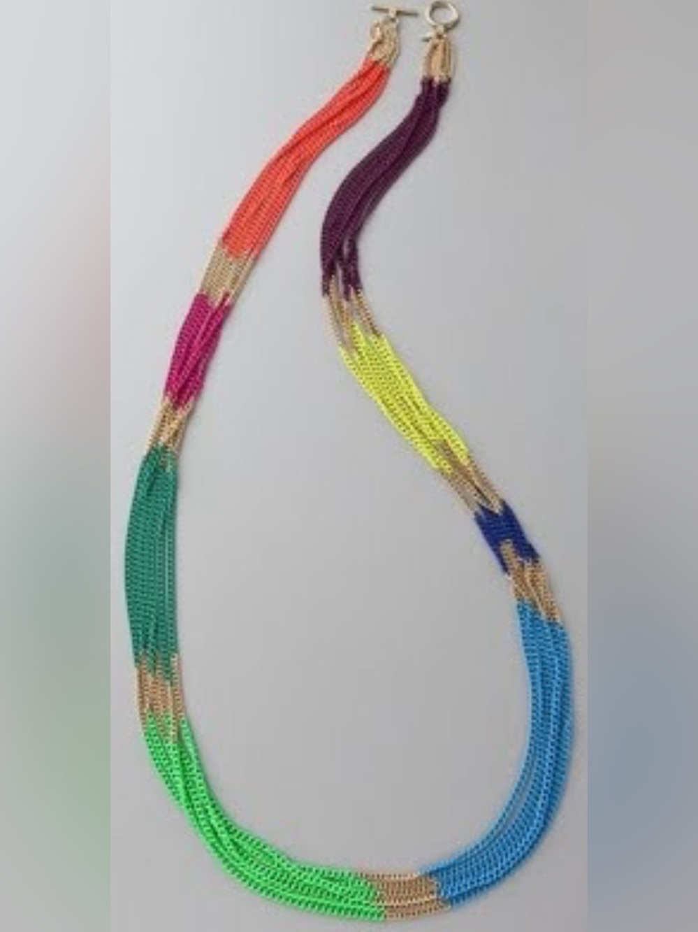 Multicolor Layered Chain Necklace - Bright Colorblock Style, Never Worn